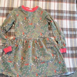 Boden Green Fox Print Kids Dress